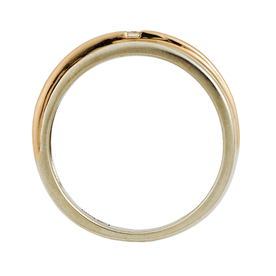 Кольцо из комбинированного золота 585 пробы c 1 бриллиантом, Л66020270 за 10755