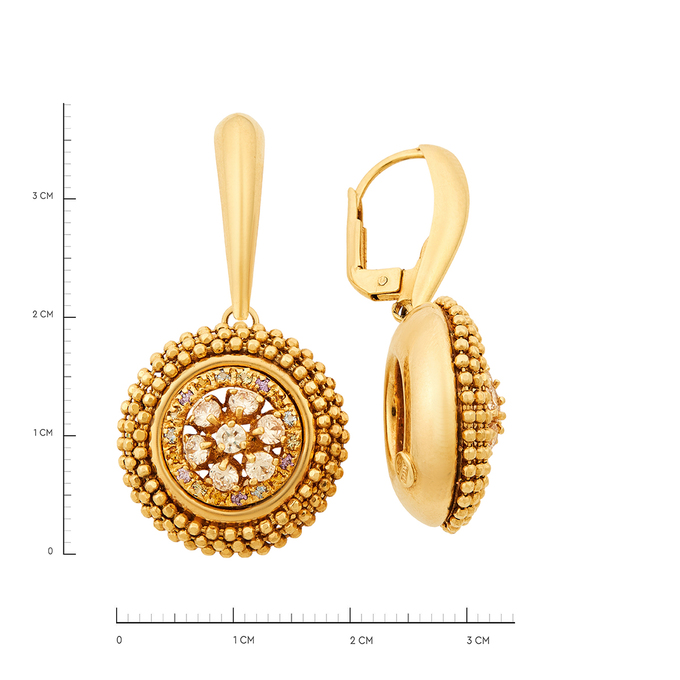 Серьги из золота 585 пробы c цирконами, аметистами, топазами, хризолитами и цитринами, Ц О007 2288 за 125000