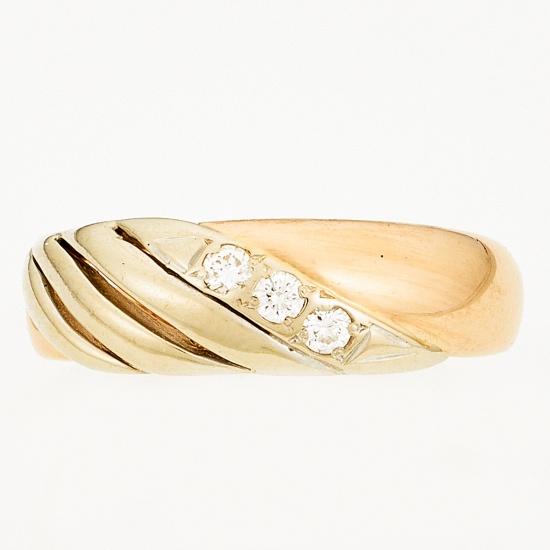 Кольцо из комбинированного золота 585 пробы c 3 бриллиантами, Л60014320 за 14750