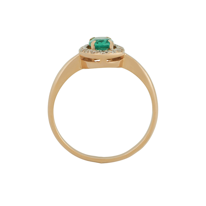 Кольцо из золота 585 пробы c бриллиантами и синтетическим изумрудом, Л 7303 5848 за 23120