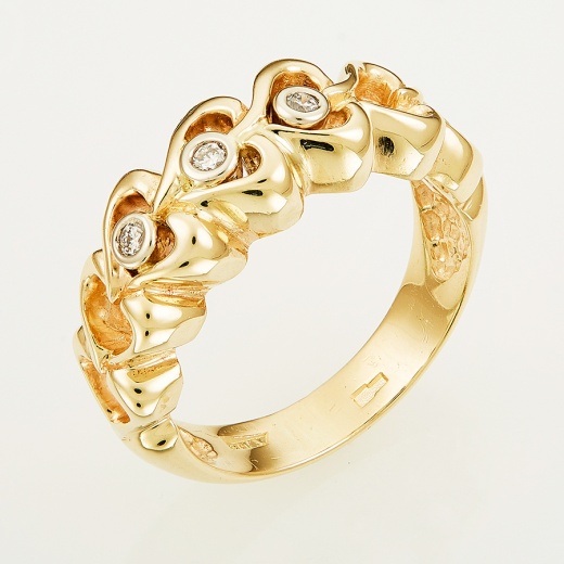 Кольцо из комбинированного золота 585 пробы c 3 бриллиантами Л09092579 фото 1