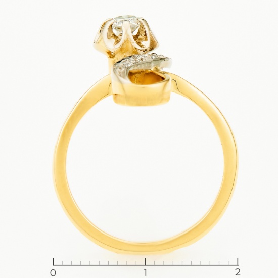 Кольцо из комбинированного золота 750 пробы c 5 бриллиантами, Л35059060 за 46125