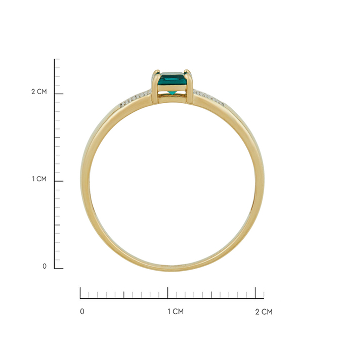Кольцо из золота 585 пробы c бриллиантами и синтетическим изумрудом, Л 5405 9751 за 17500