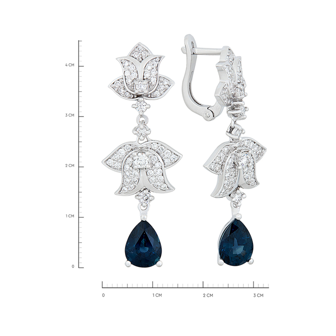Серьги из золота 750 пробы c сапфирами и бриллиантами, К 0000 3628 за 219000