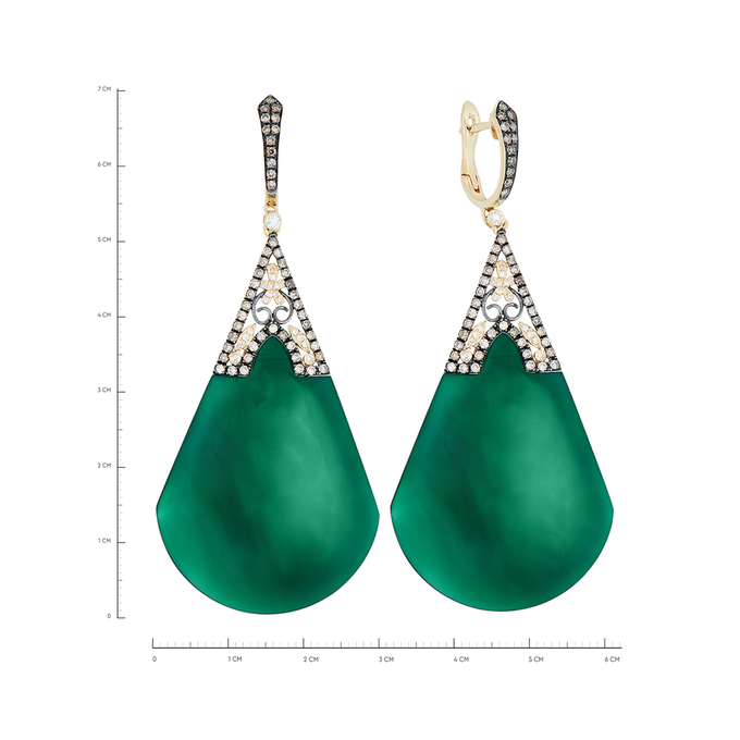 Серьги из золота 585 пробы c бриллиантами и агатами, Ц О007 0540 за 148500