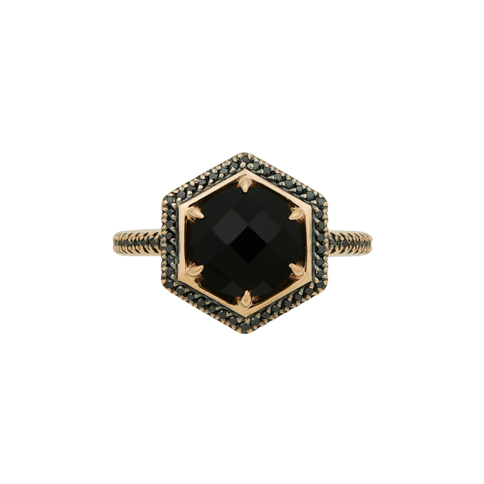 Кольцо из золота 585 пробы c бриллиантами и ониксом, Л 6102 6433 за 26800