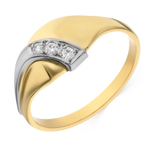 Кольцо из комбинированного золота 750 пробы c 3 бриллиантами 021989 фото 1