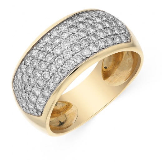 Кольцо из комбинированного золота 585 пробы c 74 бриллиантами 061411 фото 1
