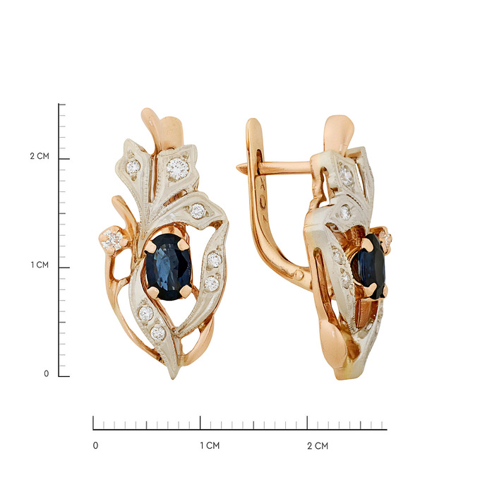 Серьги из золота 585 пробы c сапфирами и бриллиантами, Л 7502 9767 за 95500
