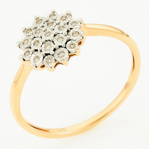 Кольцо из комбинированного золота 585 пробы c 19 бриллиантами Л24138890 фото 1