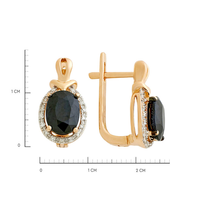 Серьги из золота 585 пробы c корундами и бриллиантами, Л 1912 0493 за 54800