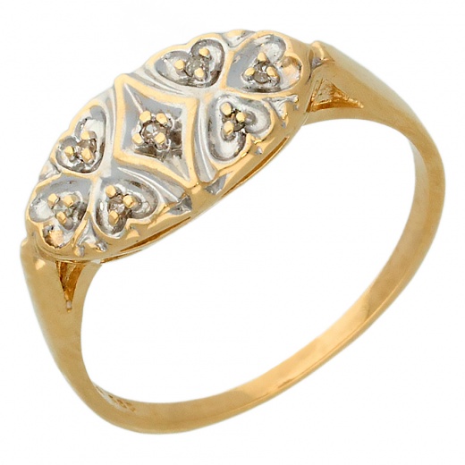 Кольцо из комбинированного золота 583 пробы c 7 упр. огр. бриллиантами 010637 фото 1