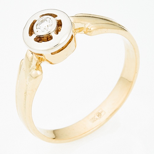 Кольцо из комбинированного золота 500 пробы c 1 бриллиантом Л36057978 фото 1