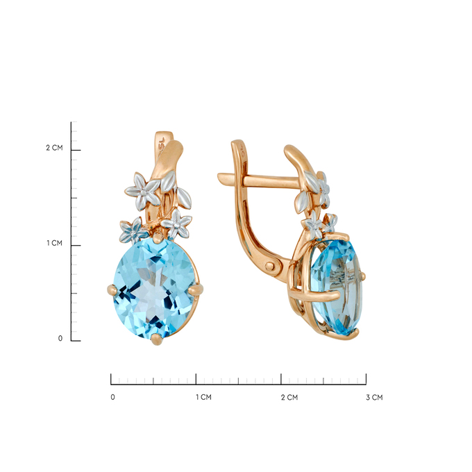 Серьги из золота 585 пробы c топазами, Л 2912 7316 за 42320