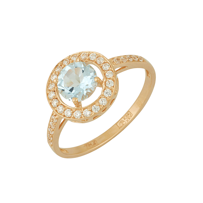 Кольцо из золота 585 пробы c топазом и фианитами, Л 6602 1141 за 24720