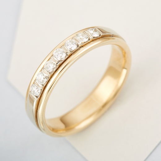 Кольцо из комбинированного золота 585 пробы c 7 бриллиантами 107776 фото 1