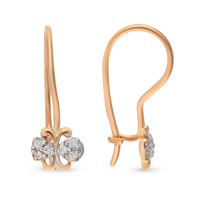 Серьги из золота 585 пробы c 12 фианитами