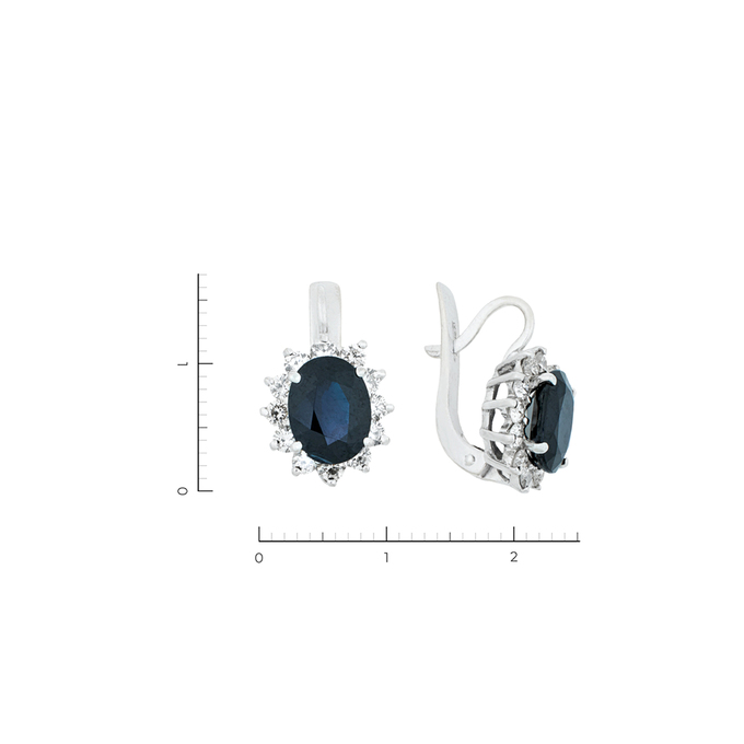 Серьги из золота 750 пробы c 24 бриллиантами и 2 сапфирами, К 0000 1518 за 139000