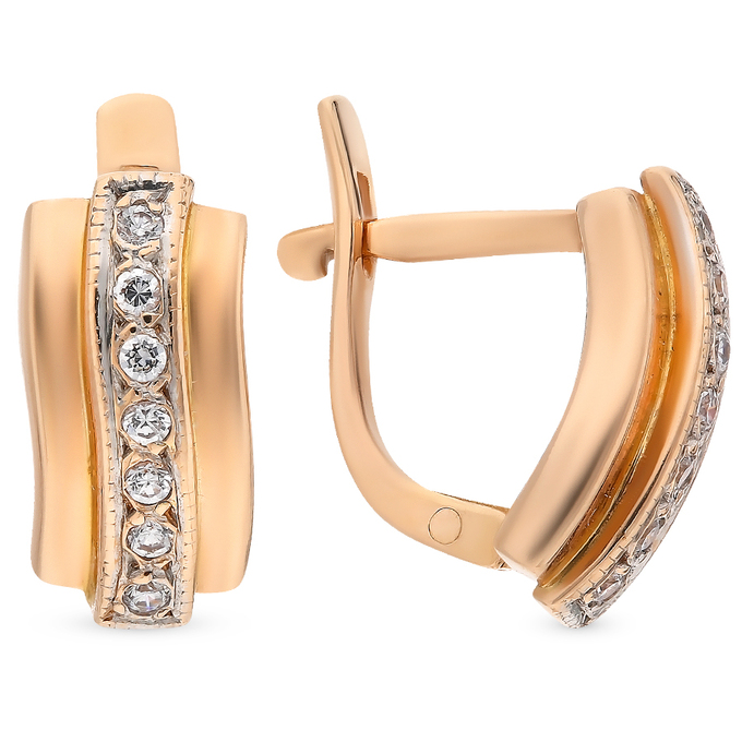 Серьги из золота 585 пробы c фианитами
