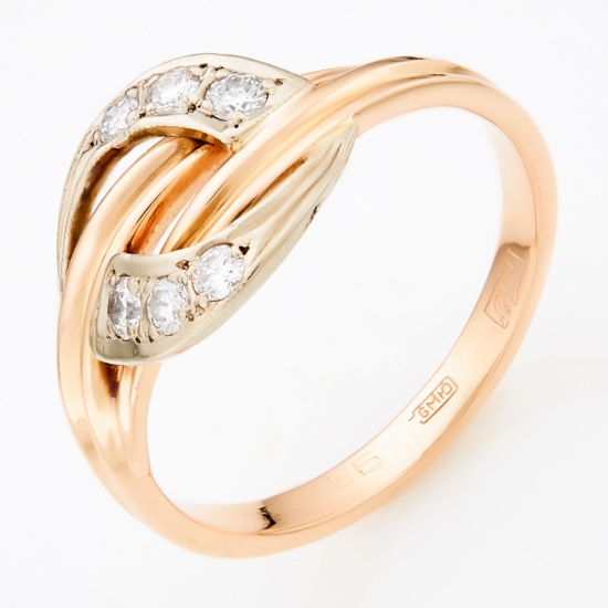 Кольцо из комбинированного золота 585 пробы c 6 бриллиантами, Л24112742 за 26100