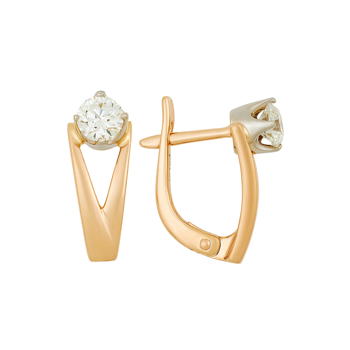 Серьги из золота 585 пробы c бриллиантами