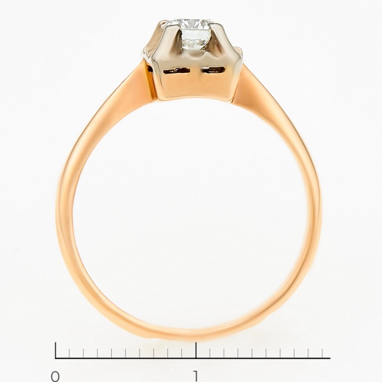 Кольцо из комбинированного золота 583 пробы c 1 бриллиантом, Л33070645 за 51750