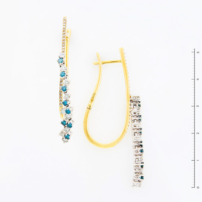 Серьги из золота 585 пробы c 90 бриллиантами