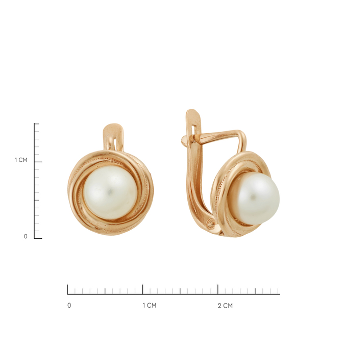 Серьги из золота 585 пробы c культивированным жемчугом
