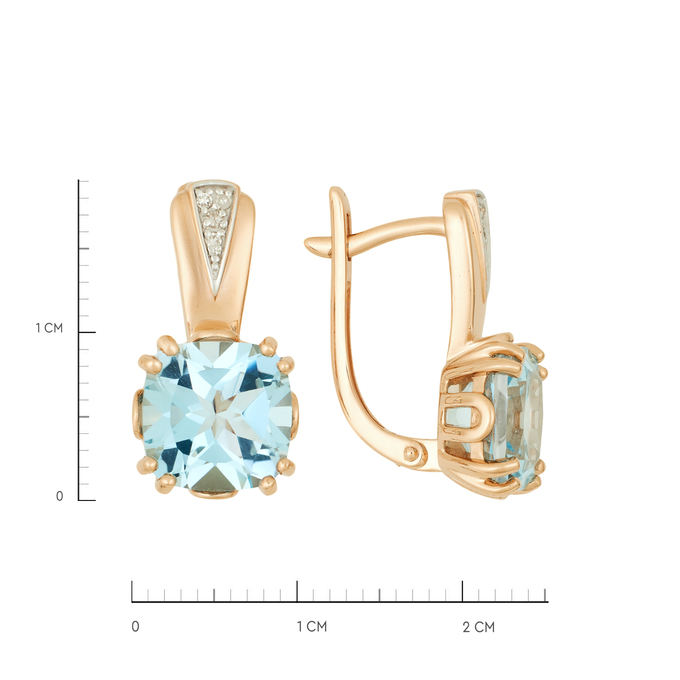 Серьги из золота 585 пробы c топазами и бриллиантами, Ц О007 2373 за 62020