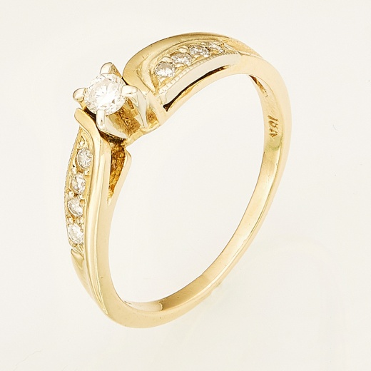 Кольцо из желтого золота 750 пробы c 9 бриллиантами Л58028452 фото 1