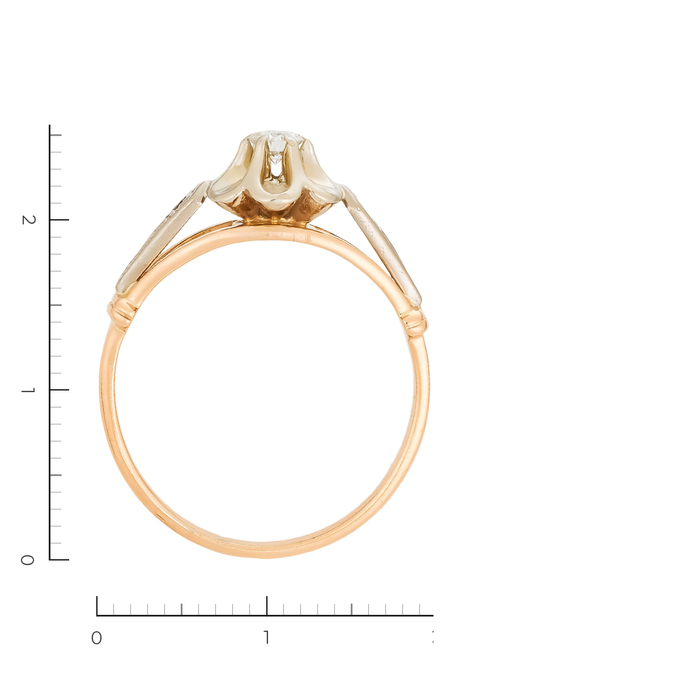 Кольцо из комбинированного золота 585 пробы c 1 бриллиантом, Л 2909 7437 за 43120