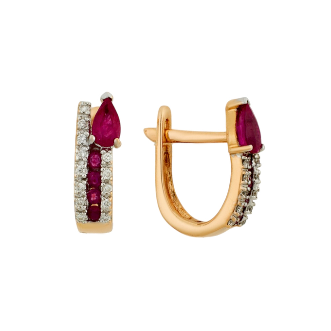 Серьги из золота 585 пробы с рубинами и бриллиантами, Л 7503 0275 за 47500