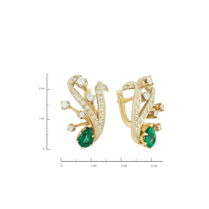 Серьги из золота 585 пробы с изумрудами и бриллиантами, Л 7303 9146 за 152000