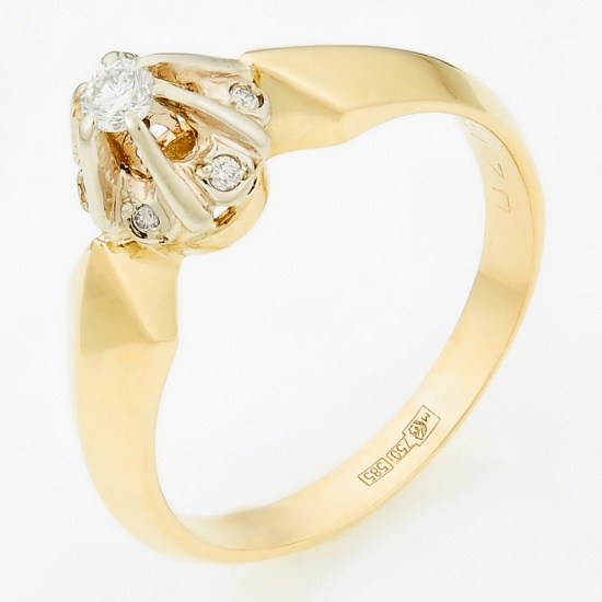 Кольцо из комбинированного золота 750 пробы c 7 бриллиантами, Л39097872 за 37 200 ₽