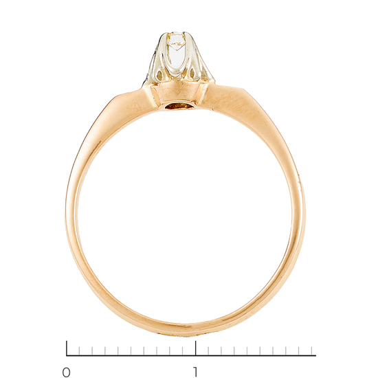 Кольцо из комбинированного золота 585 пробы c 1 бриллиантом, Л19108843 за 8250