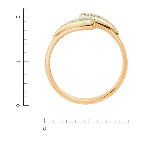 Кольцо из комбинированного золота 585 пробы c 6 бриллиантами, Л60020477 за 22740