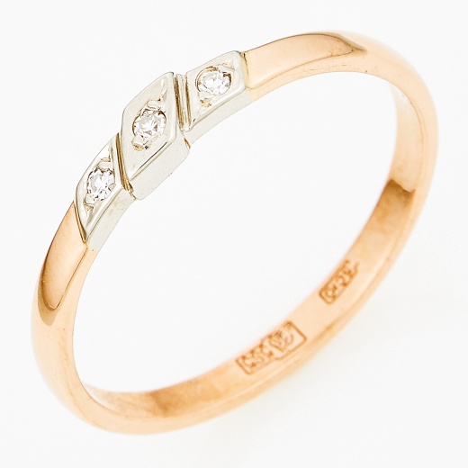 Кольцо из комбинированного золота 585 пробы c 3 бриллиантами Л18107823 фото 1