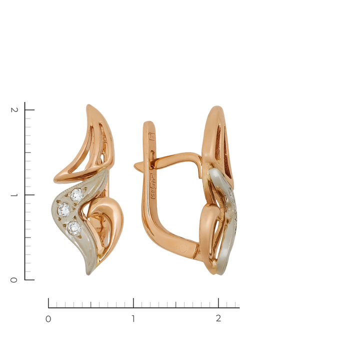 Серьги из золота 585 пробы c 6 бриллиантами, Л 0615 6932 за 40250