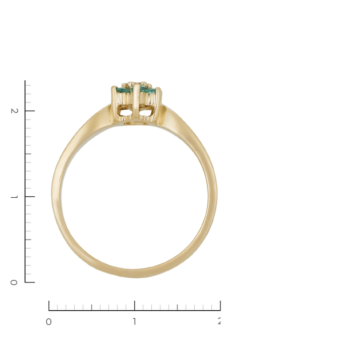 Кольцо из золота 585 пробы c 1 бриллиантом и 6 изумрудами, Л 4709 4993 за 23920