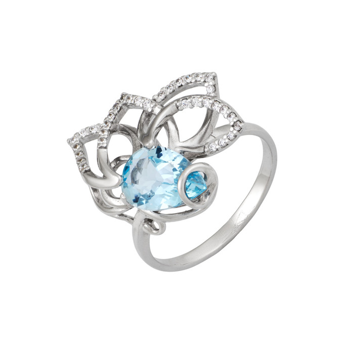 Кольцо из золота 585 пробы с топазом и фианитами, Л 1812 2730 за 39900