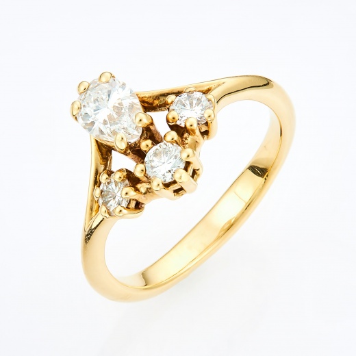 Кольцо из желтого золота 750 пробы c 4 бриллиантами Л33048885 фото 1