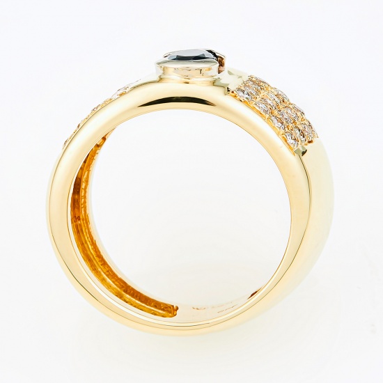 Кольцо из желтого золота 585 пробы c 32 бриллиантами и 1 сапфиром, Л16089240 за 59000