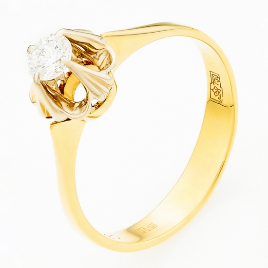 Кольцо из комбинированного золота 750 пробы c 1 бриллиантом, Л51021849 за 65000