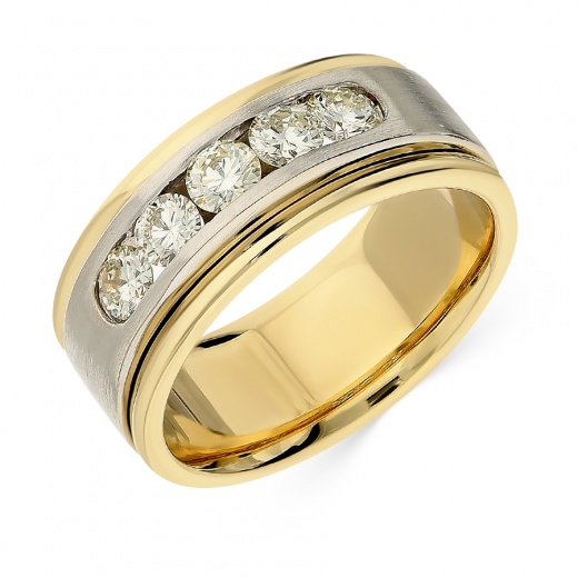 Кольцо из комбинированного золота 585 пробы c 5 бриллиантами 071082 фото 1