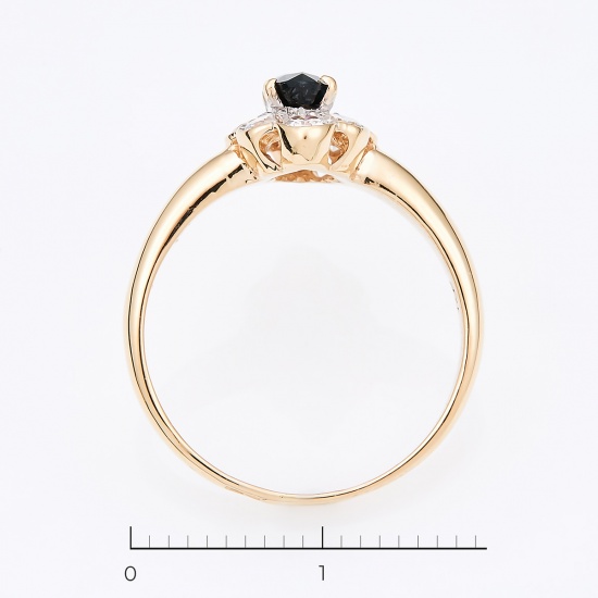 Кольцо из комбинированного золота 585 пробы c 8 бриллиантами и 1 сапфиром, Л61011929 за 18865