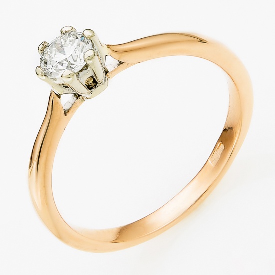 Кольцо из комбинированного золота 585 пробы c 1 бриллиантом, Л28068285 за 39750