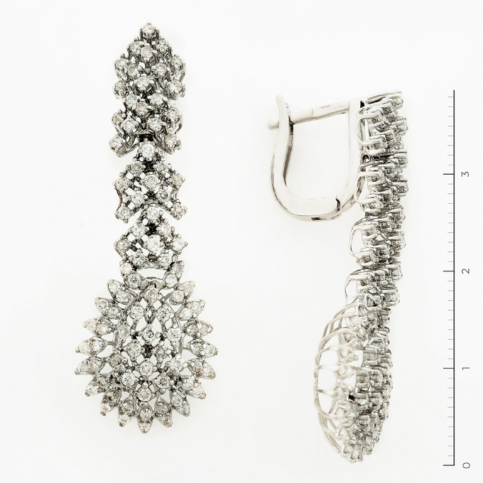 Серьги из белого золота 750 пробы c 180 бриллиантами