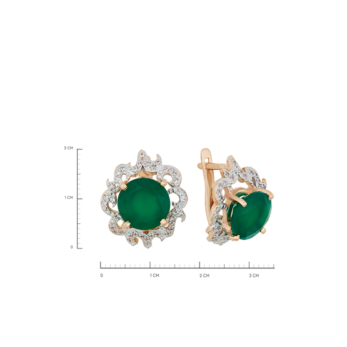 Серьги из золота 585 пробы c хризопразами и фианитами, К 0000 3401 за 88400