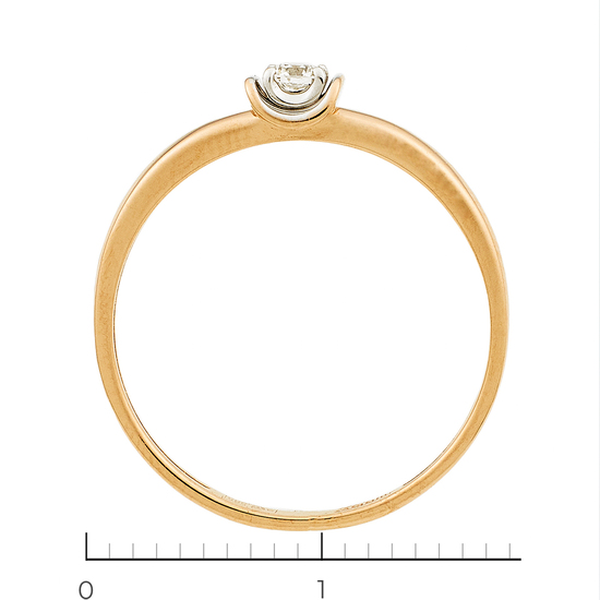 Кольцо из комбинированного золота 585 пробы c 1 бриллиантом, Л46080506 за 7500