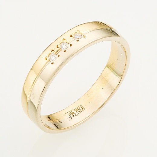 Кольцо из комбинированного золота 750 пробы c 3 бриллиантами Л58029605 фото 1
